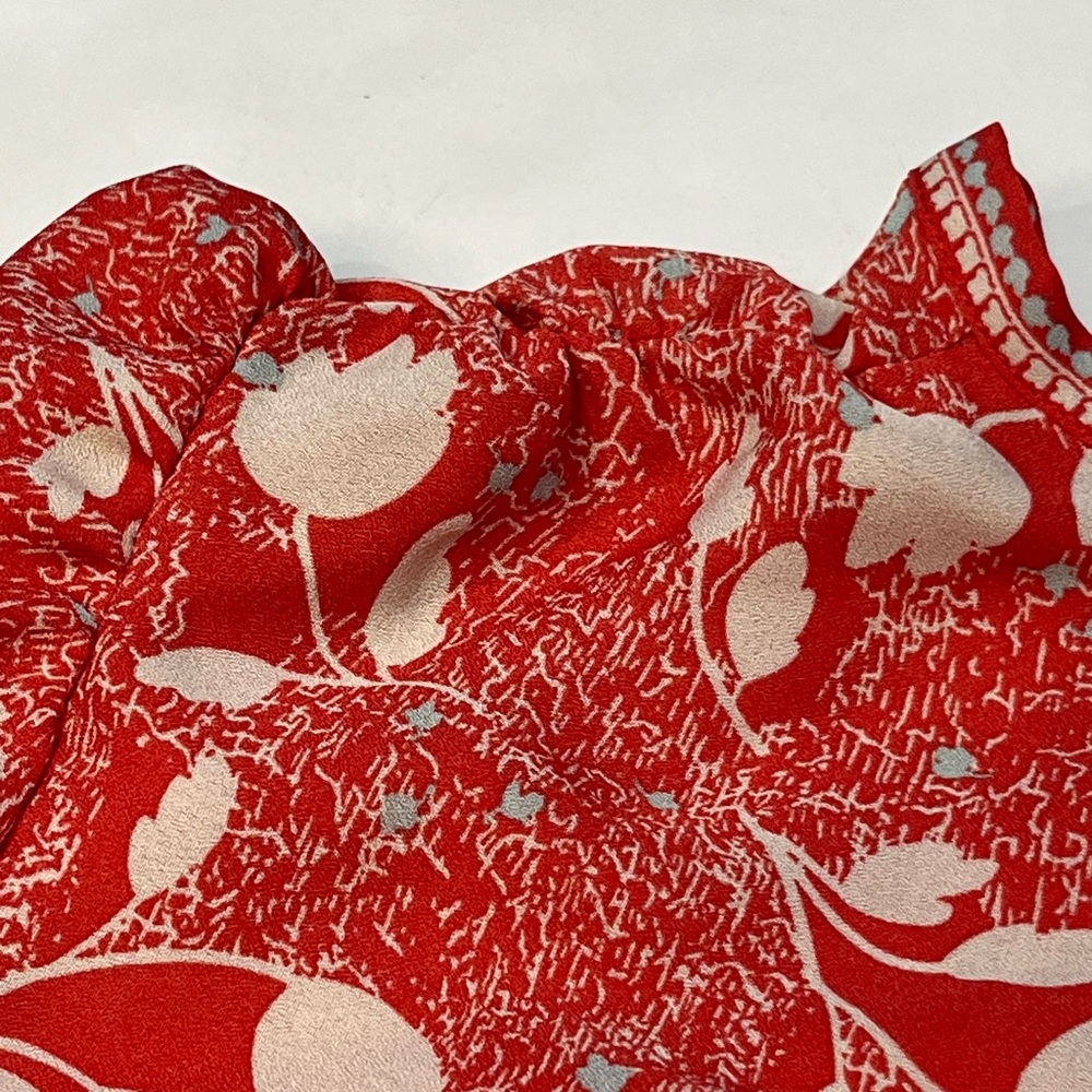 Max Studio Red Floral Smocked Fit Flare Dress Flutter Sleeve Women Small 9912D52 - Picture 11 of 16